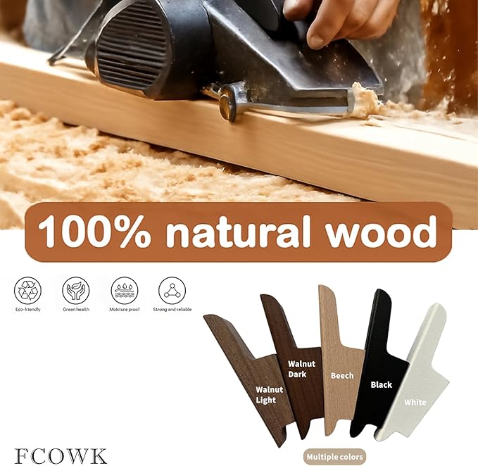 FCOWK Wood Wall Hooks 4 Pack Coat Hooks Wall Mount Walnut Wooden Hooks for Hanging Hat, Bag, Backpack, Rustic Coat Hooks for Wall, Wood Towel Hooks for Bathrooms and Entryway Hooks (Walnut, Light)