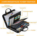 DocSafe Accordion File Organizer with Combination Lock,Fireproof Water Resistant Expanding File Folder with Multi Pockets,Document Organizer Home Office Travel Safe Storage for Letter Size Files,Black