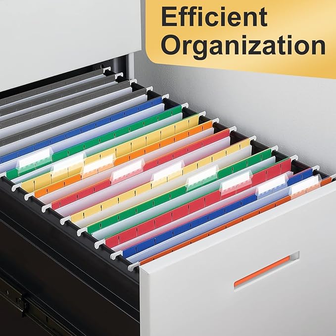Hanging File Folders, 70 Pack Letter Size Hanging File folders with 1/5-cut Tabs, Stay Organized for Your Home and Office Bulk File, Documents and Paper, 10 Colors