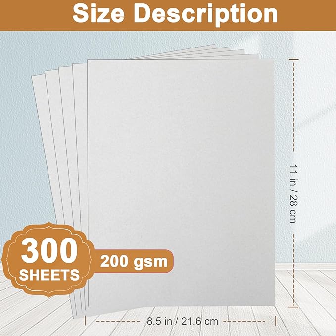 Silunkia 300 Sheets Grey Cardstock 8.5 x 11 Certificates Paper, 75lb Premium Gray Card Stock Printer Paper for DIY Cards Making, Greeting Cards, Party Invitations, Business Cards, Anniversary