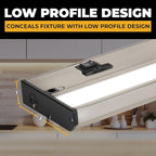 LED Under Cabinet Lighting Hardwired - 3CCT 12 Inch Satin Finish - Undercabinet Lights for Kitchen - Linkable Undercounter Dimmable Plug in Light or Hard Wired - Under Counter Fixture Direct Wire