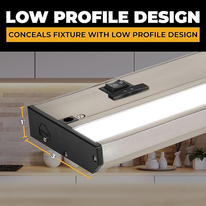 LED Under Cabinet Lighting Hardwired - 3CCT 32 Inch Satin Finish - Undercabinet Lights for Kitchen - Linkable Undercounter Dimmable Plug in Light or Hard Wired - Under Counter Fixture Direct Wire