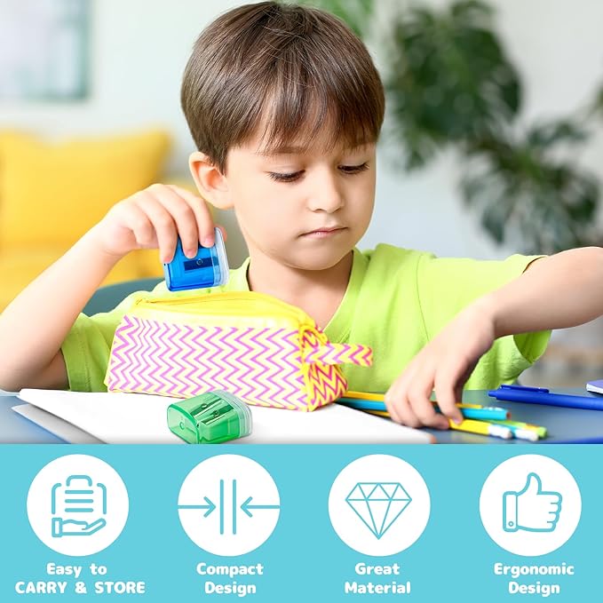 100 Pack Pencil Sharpeners Bulk - Colored Handheld Pencil Crayon Double Hole Sharpener, School Classroom Supplies