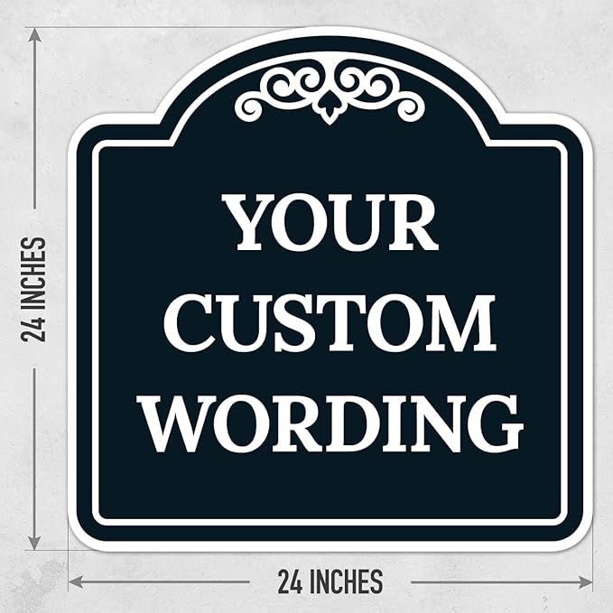 Custom Decorative Sign, Personalized Metal Sign for Business, Driveway, Home, Airbnb, Office Door Plaque, Black Background Sign, 24x24 Inches, ACM, Fade Resistant, Made in USA by Sigo Signs