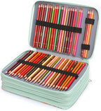 Vomgomfom Colored Pencil Case - 200 Slots Pencil Holder with Zipper Closure Twill Fabric Large Capacity Pencil Case for Watercolor Pens or Markers, Pencil Case Organizer for Artist (Green)