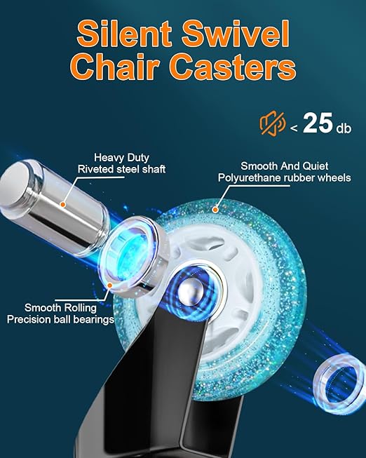 RidRed Gaming Chair Wheels - Heavy-Duty Office Chair Wheels - Replacement Rubber Casters- Universal Fit 3 Inch Chair Casters, Noise Free, Fits 98% Chair, for All Floor