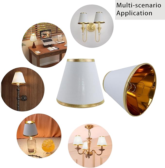 TAaMTYH small lamp shade chandelier shades set of 3，Fabric Lampshade for Wall Lamp，chandelier shades，small tadle lamps，For Cutting Edge bulbs, Clip-on Fitter Lampshade，3" X 6" X 5"