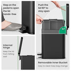 Cesun Bathroom Trash Can with Lid, 2.6 Gallon Small Black Bathroom Garbage Can Soft Close, Stainless Steel Waste Basket with Step Pedal for Bedroom, Laundry Room, Living Room, Home Office, Toilet, RV