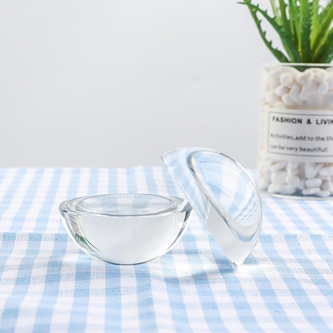 SWTHONY 2pcs 3.1inch Crystal Dome Magnifying Paperweight, Reading Magnifier Glass Paper Weights for Outdoor Events, Office Desk