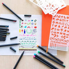 Tebik 65 Pack Planner Colored Pens, 60 Assorted Colors Drawing Pens with 5 Different Stencils, Perfect for Dotted Journal Planner Writing Note Calendar Coloring Office School Supplies