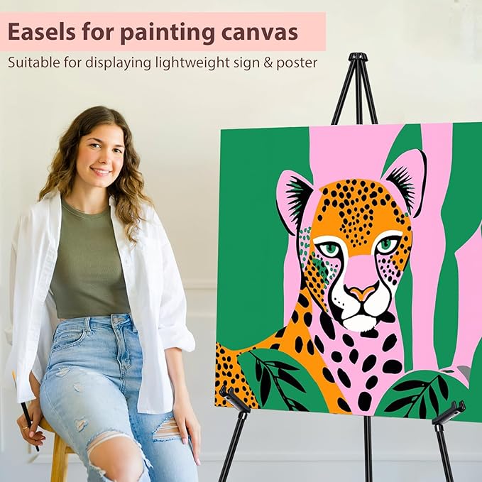 VAIIGO Black Easel Stand for Wedding Signs, Posters & Paintings - 63" Adjustable Portable Display Easel for Welcome Signs, Art Canvas, Pictures - Folding Tripod Stand with Carry Bag (1 Pack)