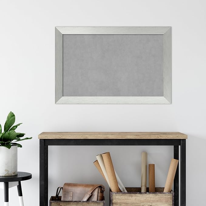 Amanti Art Silver Framed Magnetic Board 24x36 Large Vision Board for use with Magnets, 100% Metal Sheet to Display Items as Office Decor or for Home Organization in mudroom, Kitchen or Kids Room