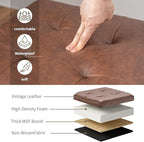 Asense 17 Inch Storage Ottoman Foot Rest,Square Faux Leather Foot Stool,Small Ottoman with Storage,Padded Seat for Entryway,Living Room,Bedroom,Couch,Under Desk,Rust Brown
