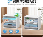 SHARKWOODS 5-Tier Wood Desk Organizer, Paper Tray Organizer for Desk with Adjustable Storage Shelves, Desktop File Organization Paper Sorter Mail Holder for Office Home Classroom, White