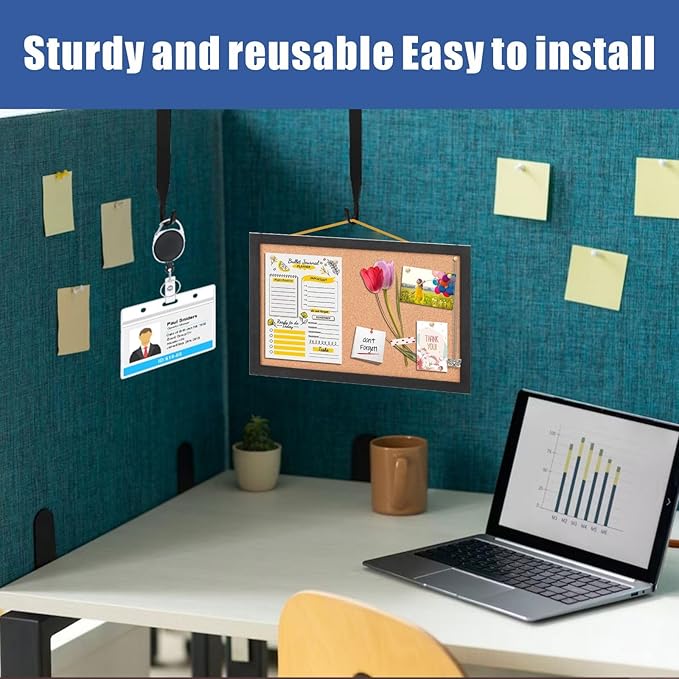 Cubicle Hangers Universal Partition Hanger Set Metal Black Cubicle Hooks Door Mirror Hanger Cubicle Wall Hooks Adjusted to Fit Panels with 1.35 to 3.5 in Inch Thickness for Office Whiteboard (8)