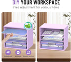 SHARKWOODS 5-Tier Wood Desk Organizer, Paper Tray Organizer for Desk with Adjustable Storage Shelves, Desktop File Organization Paper Sorter Mail Holder for Office Home Classroom, Purple