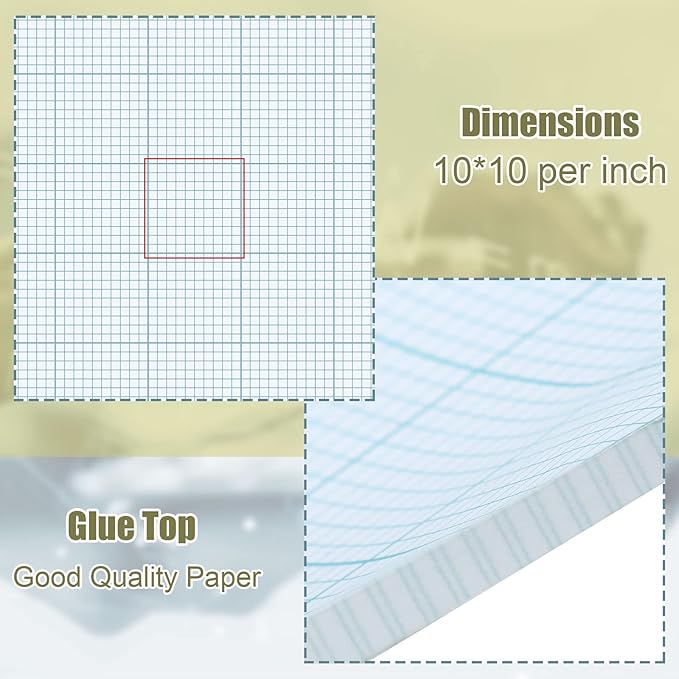 Ctosree 6 Pcs 8.5 x 11 Quadrille Pads 10 Squares Per Graph Paper Pad Back to School Engineer Grid Paper Pad for School Supplies 50 Sheets/Pack
