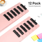 Zoenley A4 Plastic Clipboard Set of 12, Pink 12.5 x 9 Letter Size for Classroom, Students, Teacher, Nurse, 8.5 x 11 Clip Board with Low Profile Black Clip, Office & School Supplie
