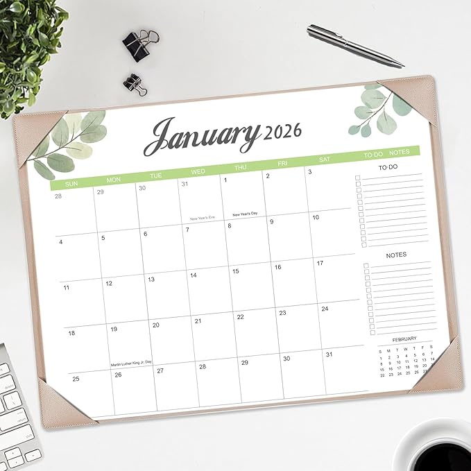 Desk Calendar 2026-2027 with Desk Mat – 22" x 17" Large Desk Pad Calendar Runs from January 2026 to June 2027, Office Supplies Desktop Monthly Calendar for Home & Office