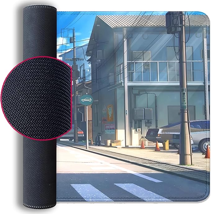 Anime Tokyo Street Japanese Mouse Pad,Large Extended Gaming Mouse Mat with Stitched Edges,Non-Slip Waterproof Rubber Base Desk Mat for Office Work Home Games Desk Pad(27.5X11.8 in)