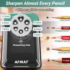 AFMAT Heavy Duty Electric Pencil Sharpener, 6 Holes, Auto Stop Pencil Sharpeners for 6-11mm Pencils, Classroom Electric Sharpener for Artists, 7000 Sharpenings, Save Pencils, PSX1