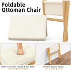 BAMBOOHOMIE Foldable Foot Stool Ottoman, Modern Foot Rest with Bamboo X Legs & Thick Foam Cushion, Folding Foot Stools Small Padded for Bedroom Living Room, Footstool for Chair Couch (Natural - Beige)