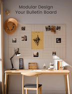 Fluxynara Felt Bulletin Board Tiles Large 48" x 36" Cork Board Alternative-12 Pack with 70 Adhesive Tabs, Thick Slat Wall Panels for Office Decor, Push Pin Board Wall Organizer Alternative -Oatmeal