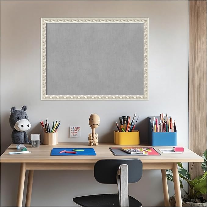 Amanti Art Silver Framed Magnetic Board 20x26 Medium Vision Board for use with Magnets, 100% Metal Sheet to Display Items as Office Decor or for Home Organization in mudroom, Kitchen or Kids Room