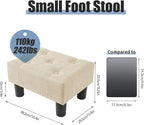 BRIAN & DANY Small Foot Stool, Linen Foot Stools with Legs, Stable Small Footstool for Living Room, Beige