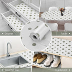 ALIUNI Drawer and Shelf Liner, Non-Slip Kitchen Cabinet Liners Non-Adhesive Thick Strong Grip Waterproof Washable Mats Protect Dresser Shelves Cupboard Bathroom Cabinets, Polka Dot, 24 in X 20 FT
