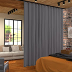 hoeflife Room Divider Curtains Blackout Floor to Ceiling Curtain with Hook Wall Mount Sliding Door Curtains Ceiling Mount Extra Wide Curtain Wall Divider for Room Separation (Grey, W180 x H96 Inch)
