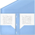 Lincia 100 Pcs Plastic Folders with Pockets and Prong Folders with Prongs 2 Pockets for Office, School for Students, Teachers, Office Workers(Haze Blue)