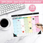 Desk Calendar 2026-2027, 14" X 11" Desktop Calendar 2026-2027, 18 Months Calander Runs from Jan. 2026 to Jun. 2027, Academic Monthly Planner for Home School Office (Colorful)