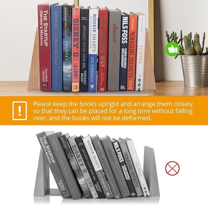 DRELIFAM Ash Wood Book Ends Heavy Duty Handmade Book Ends for Shelves Decorative Bookends to Hold Heavy Books (Ash Wood Large)