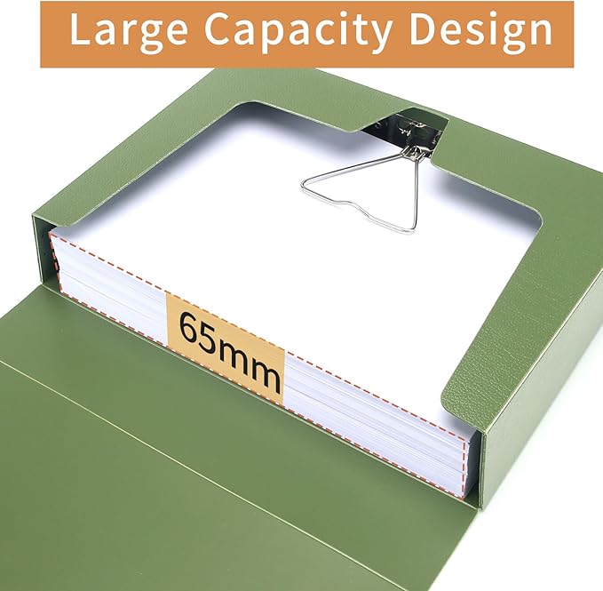 HUA JIE 2 Pack A4 Storage File Boxes Archives Case,65mm Spine,Box File Document Storage Box with Metal Clip for Office School -Green