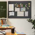 Lightomorrow Large Bulletin Board - 48 x 36 Inches, Decorative Felt Pin Board for Wall - 4' x 3' Foldable Photo Display Board with Self-Adhesive Tape, Includes 20 Push Pins - Dark Gray