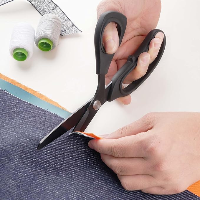 Zicolu 9 inch Black Office Scissors All Purpose, Sewing Scissors for Fabric Cutting, Sharp Titanium Coated Blade, Comfort Grip Soft Handles for Diy Craft, Paper, Art, School, Home