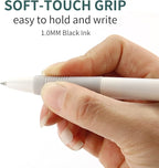 deegtran Pens Bulk, 50 Pack No Bleed White Barrel Black Ink Click Pens with Soft Grip, Wholesale Retractable Ballpoint Pens for Office School, Medium Point Smooth 1.0MM