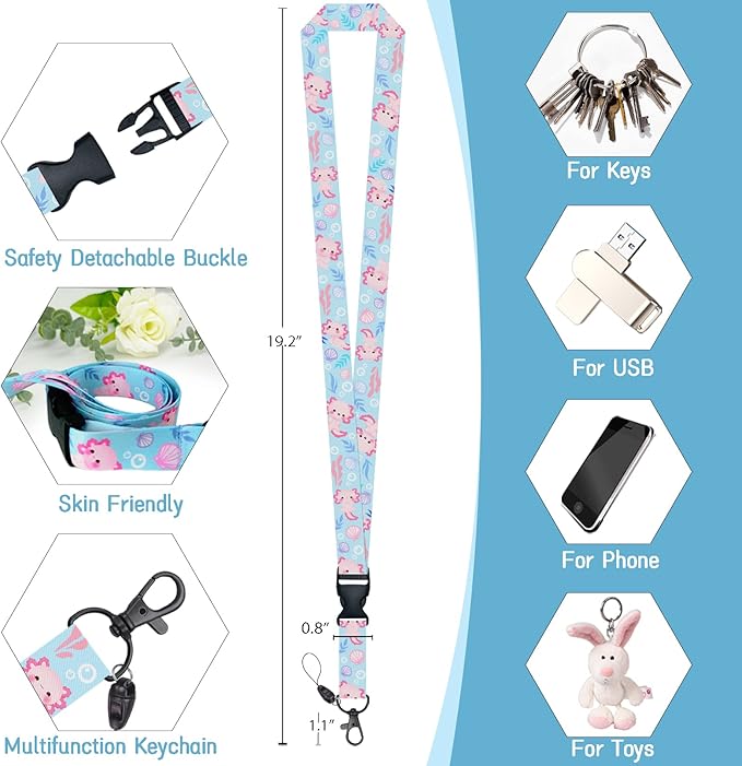ID Badge Holder with Breakaway Lanyard, Lanyards for ID Badges Name Tags ID Card Holder, Cute Badge Reel Badge Clip Retractable, Teacher Nurse Nursing Student School Office Gifts, Axolotl Arts