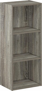 Furinno LUDER Book Shelf, 3-Cube Bookshelf, Bookcase with Open Shelves, 9.3 x 12 x 31.5, for Living Room, Bedroom, Home Office, French Oak