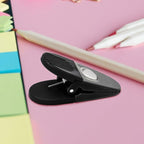 50 Magnetic Memo Holders Set - Customizable Text, Logo - Large Clip, Plastic - Black