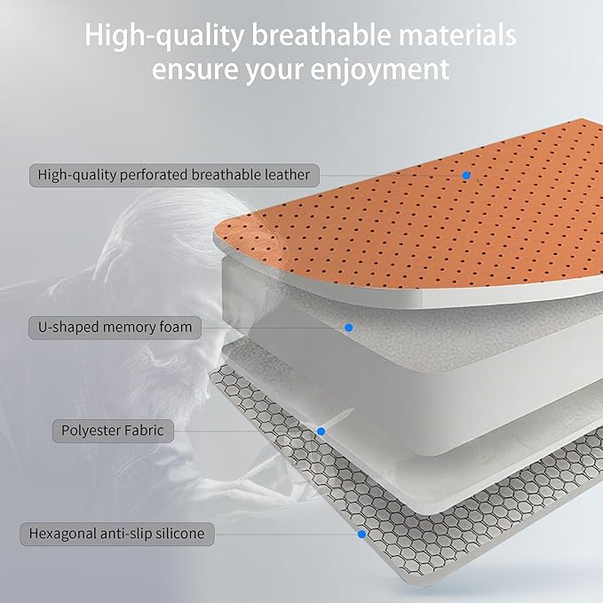 EARJIA Memory Foam Seat Cushion for Office Chair Seat Cushions for Long Sitting Tailbone Pain Relief Anti-Slip Bottom & Removable Leather Cover for Car Gaming Work