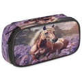 Pardick Pencil Case，Horse Lavender Big Capacity Pencil Pouch Coin Pouch Stationery Organizer For Teen School