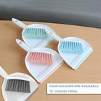 NBGYTECH Mini Broom and Dustpan Set Small Dust pan & Brush Set Portable Cleaning Tools for Home Office RV Camping Learning (Blue)
