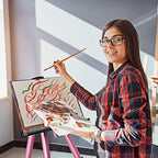 RRFTOK Art Easel Stand for Painting and Sign - Aluminum Adjustable Easels for Painting Canvases Height from 17 to 66 Inch,Carry Bag for Table-Top/Floor Drawing and Displaying.Gift for Women(Red).