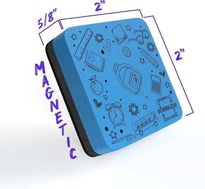 30 Pack Dry Erase Erasers Assorted Colors Magnetic Whiteboard Erasers for Kids and Students - Smudge Free Small Dry Erase for Classroom Home, School and Office