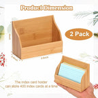 SHIQIKEJIPTY 2 Pack Index Card Holder 3X5 Inch Wood Index Card Box for Desk Wood Recipe Box Cards Organizer Case Display Stand Postcard Holder for Office Holds 300 Sheets