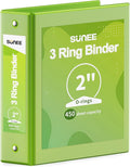 SUNEE 3 Ring Binder 2 Inch 1 Pack, Clear View Binder Three Ring PVC-Free (Fit 8.5x11 Inches) for School or Office Supplies, Tender Green
