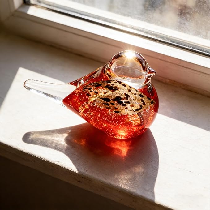 ORRFIDDY Glass Bird Figurines Art Collectible Ornaments Statue Figurines Paperweight Modern Handmade Sculpture Home Decor