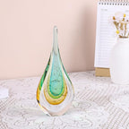 9" Tall Sculpture Hand Blown Glass Decor, Paperweight for Office Desk, Modern Glass Art Figurines Mediterranean Beach House Decor, Living Room Coffee Shelves Table Top Decoration (Light Green)